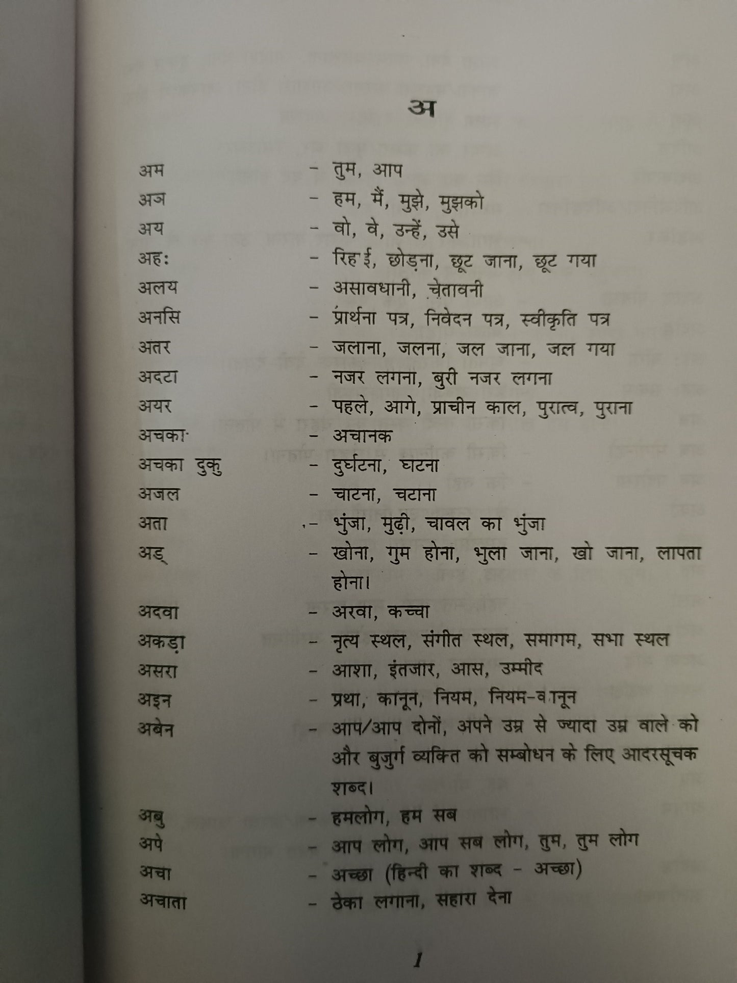 Ho - hindi dictionary book
